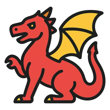 red dragon icon with color outline sticker