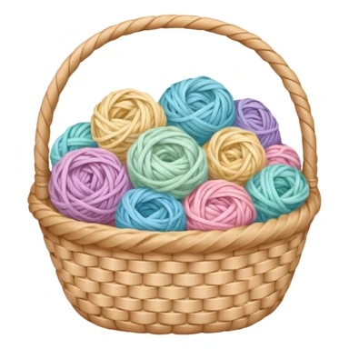A white basket overflowing with soft pastel yarns sticker