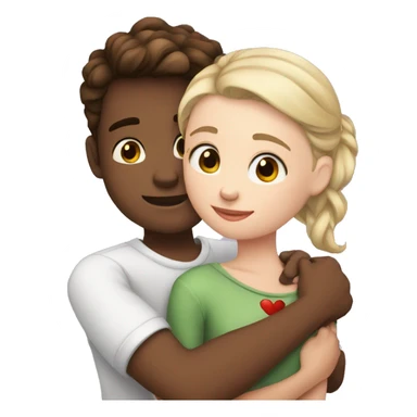 White skin Young man and girl hugs with heart sticker