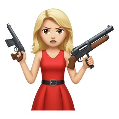 Sexy Beautiful blonde Long Hair Gangsta girl in a hot Dress Looks with big tits angry  with a big gun sticker