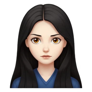 Mysterious, intense stare, hard to read but magnetic. woman long hair
more dinamic emoji  sticker