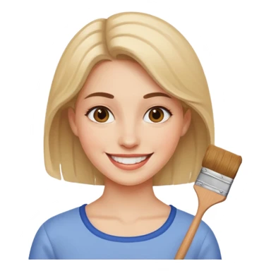 Women painting smilling sticker