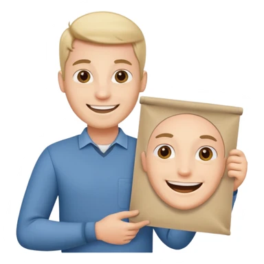 man holding banner sticker