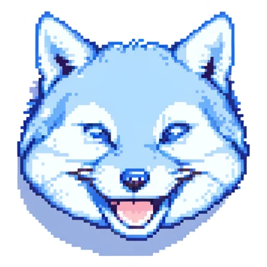 blue fox face laughing sticker