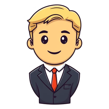 Oleg Tinkov, smiling, blond hair, wearing a business suit sticker