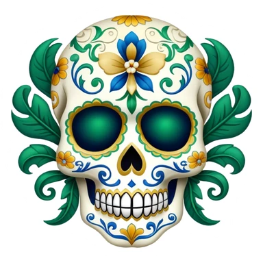 sugar skull in Milwaukee Bucks colors (green, cream, and blue) sticker