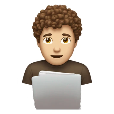 white man texting brown curly hair sticker