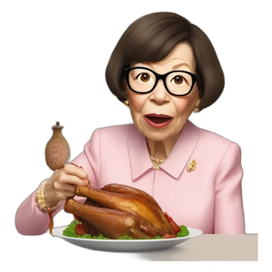 linda hunt eating a turkey leg sticker