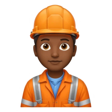 indian in orange overalls and orange hard hat sticker