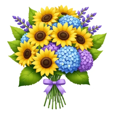 Sunflower hydrangea lavender bouquet  sticker