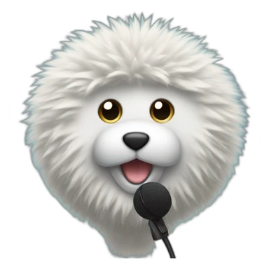 fluffy talking to microphone sticker