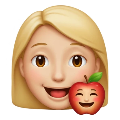 Make me an apple emoji of a person smiling with eyes closed and an open mouth with no teeth sticker