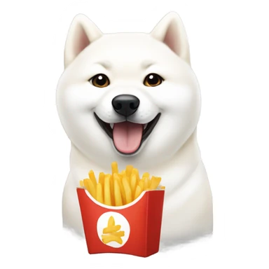 White Shiba inu eating french fries sticker