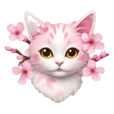 Cherry blossom cat sticker