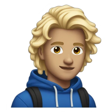 Strong guy with a black puma hoodie And blue shorts And blonde hair sticker
