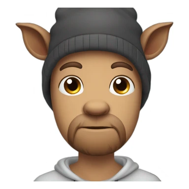 fullface wild brown boar tired of life with stubble with a winter hat black color sticker