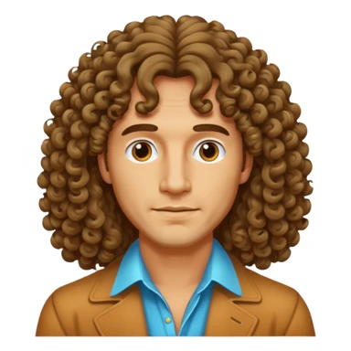 70s 80s men with long curly hair style  sticker