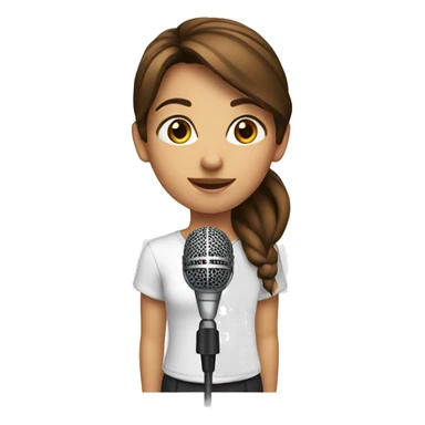 girl-with-brown-straight-hair-brown-eyes-holding microphone white shirt sticker