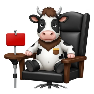 friesan cow sitting in a director's chair sticker
