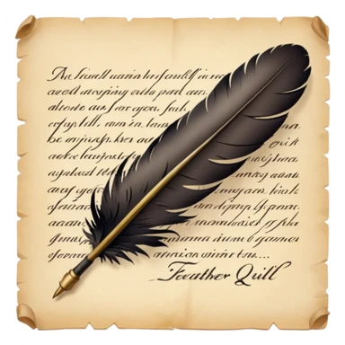 feather quill writing on paper sticker