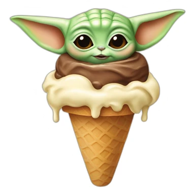 Baby yoda ice cream sticker
