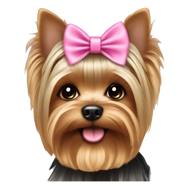 Cute yorkie with a pink bow sticker