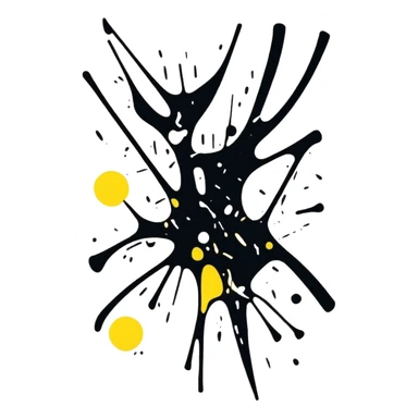 Pollock abstract splatter art in cartoon sticker style sticker
