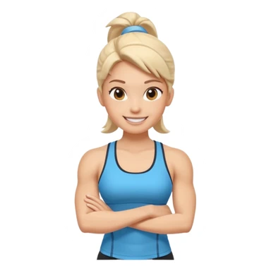 cute fitness coach portrait, head and shoulders only, sporty tank top, friendly smile, strong look, 3D cartoon, mobile game icon style, clean background, no text, no watermark
 sticker