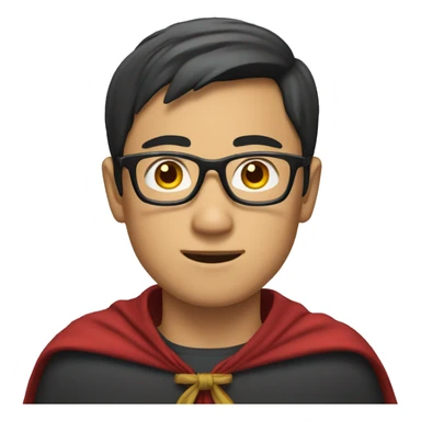 Asian male in glasses add cape sticker