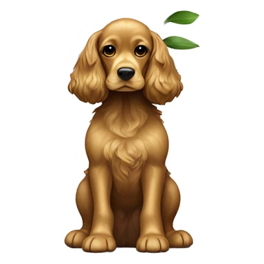 Cocker spaniel Girl sitting Full Body frontal with yellow flower on her war  sticker