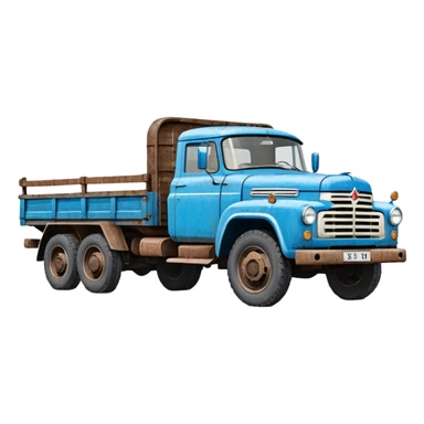 ZIL-130 Soviet truck with blue cabin and flatbed, classic Russian cargo truck from 1960s sticker
