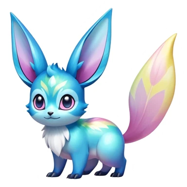 Colorful Iridescent Exotic Emolga-Aurorus-Glaceon-Fakémon-hybrid-creature (full body)  sticker