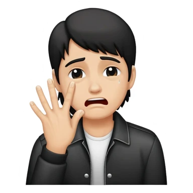 Smile with rock and roll hand while crying sticker