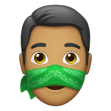 a person with a green bandana on his face sticker