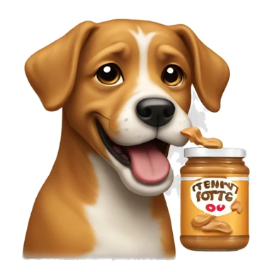 Dog licking peanut butter  sticker
