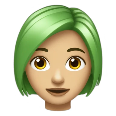 Mujer verde, cabello lacio largo, ojos rasgados facciones finas sticker