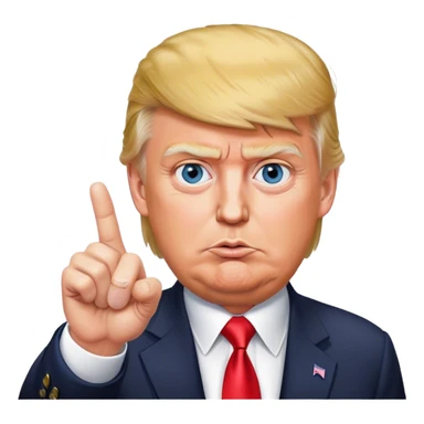 Super realistic Donald Trump pointing finger up, realistic eyes sticker