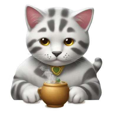 un gatito tomando mate argentino sticker