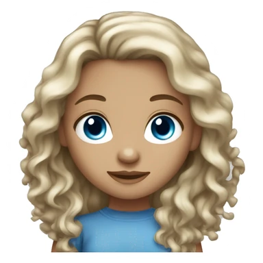 girl with long curly dark brown hair blue eyes light skin sticker