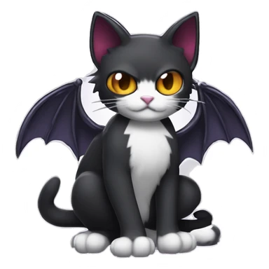Cute edgy cool kawaii vampiric dark cat-Fakémon-Digimon with bat-wings as ears sticker