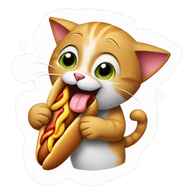 Cat holding hotdog sticker