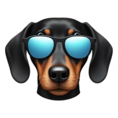 black dachshund in sunglasses head shot sticker
