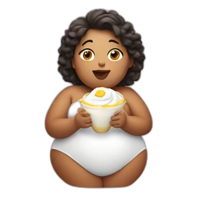 fat chick eating yogurt sticker