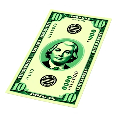 3D realistic US 100 dollar bill sticker, slight perspective, centered, clean cutout, transparent background, no text, no watermark sticker
