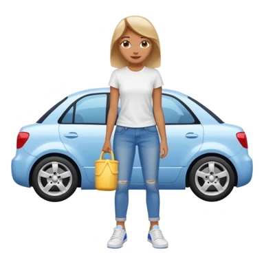 car washer woman with car  sticker