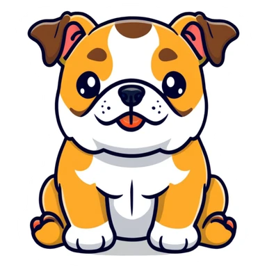 super cute bulldog sitting, front facing sticker