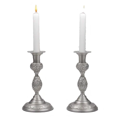 2 large shabbat candles in silver candlesticks  sticker
