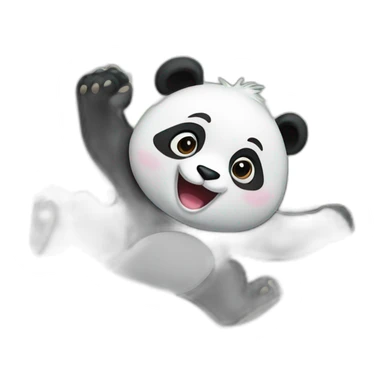 Panda jumping in front of a train sticker