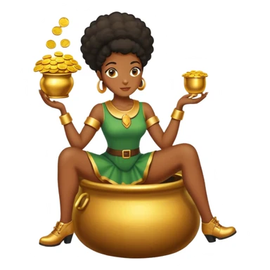 black woman sitting on a pot of gold sticker