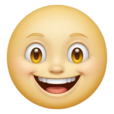 Emoji, yellow round laughing face, tilted head sticker